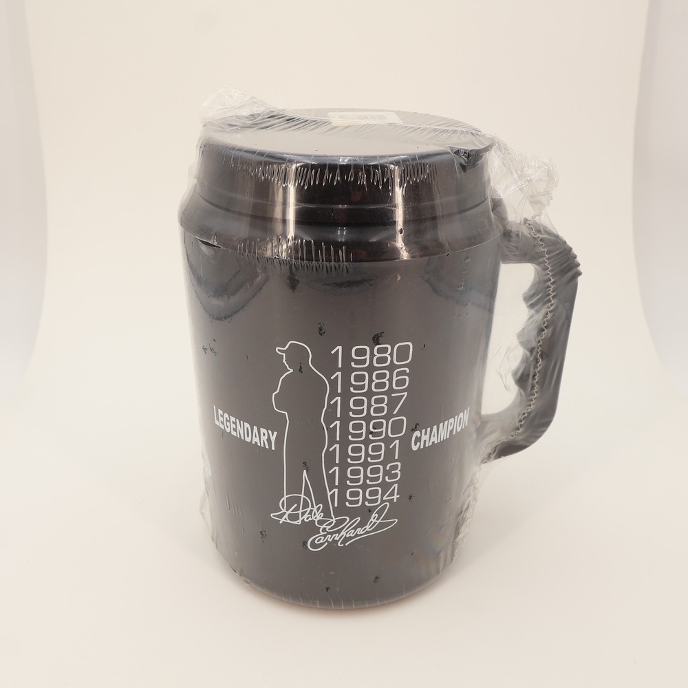 Dale Earnhardt Legendary 7 Time Champion NASCAR Black Plastic Mug New Sealed